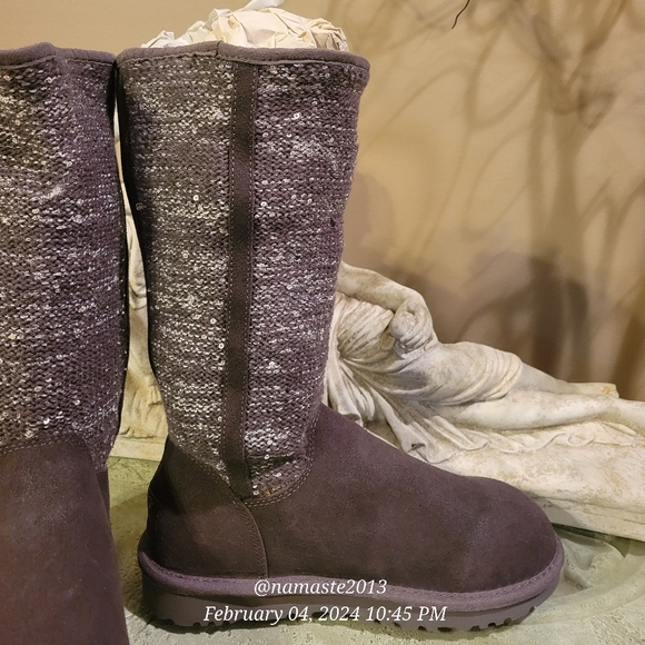 Ugg Camaya Metalic Suede Sequin Knit Boot Designer Shearling Winter Boot #712 - Picture 12 of 17
